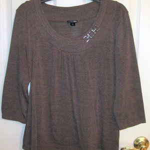 East 5th Ave Brown Buckle Trim Sweater Size Large All Seasons